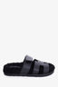 Hermès Black Leather Shearling Chypre Sandals Size 35