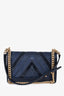 Pre-Loved Chanel™ 2016-7 Navy/Black Leather Chevron Quilted Large Boy Bag