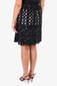 Lanvin Black Lace Cut-out Midi Skirt Size 44