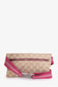 Gucci Brown GG Supreme Canvas/Pink Leather Double Pocket Waist Bag