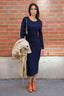 Donna Karan Navy Long Sleeve Maxi Dress Size S