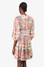 Zimmermann Multicolour Floral 'Cira Lantern' Linen Mini Dress Size 2