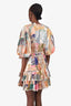 Zimmermann Multicolour Paisley Patchwork 'Anneke' Ruffle Hem Mini Dress With Belt Size 2