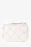 Bottega Veneta White Leather Maxi Intrecciato Padded Clutch