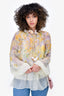 Zimmermann Yellow/Green Appliqué Flowers Puff Sleeve Blouse Size 4