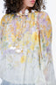 Zimmermann Yellow/Green Appliqué Flowers Puff Sleeve Blouse Size 4