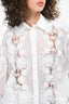 Zimmermann White Linen Lace Floral Detail Button-Up Blouse Size 1