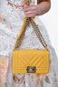 Pre-loved Chanel™ 2019/20 Yellow Caviar Leather Small Boy Bag