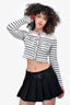 Sandro White/Black Knit Striped Cardigan Size 1