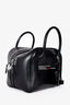 Burberry Black Leather Graphic Bowler Bag With Strap