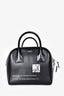 Burberry Black Leather Graphic Bowler Bag With Strap