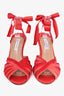 Aquazzura Red Strappy Espadrille Wedges Size 37