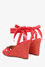 Aquazzura Red Strappy Espadrille Wedges Size 37