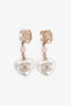 Pre-Loved Chanel™ White/Gold Tone Pearl Heart Shaped Drop Earrings