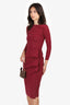 Chiara Boni La Petite Robe Red Striped Long Sleeve Midi Dress Size 40