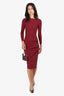 Chiara Boni La Petite Robe Red Striped Long Sleeve Midi Dress Size 40