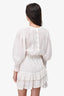 LoveShackFancy White Cotton Eyelet Tiered Mini Dress Size S