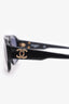 Pre-Loved Chanel™ Black Round Sunglasses With Gold-Tone CC