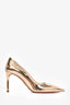 Prada Gold Metallic Leather Pointed Heels Size 37