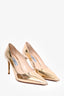 Prada Gold Metallic Leather Pointed Heels Size 37