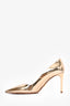 Prada Gold Metallic Leather Pointed Heels Size 37