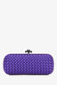 Bottega Veneta Purple Silk Python Trimmed Knot Clutch