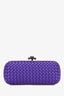 Bottega Veneta Purple Silk Python Trimmed Knot Clutch