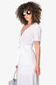 A.L.C White Short Sleeve Wrap Midi Dress Size 6