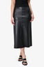 G. Label by Goop Black Leather A-Line Midi Skirt Size 0
