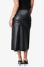 G. Label by Goop Black Leather A-Line Midi Skirt Size 0