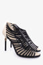 Pre-Loved Chanel™ Black/White Leather Strappy Heels Size 41