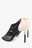 Pre-Loved Chanel™ Black/White Leather Strappy Heels Size 41