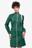 Valentino Green/White Top Stitch Zip-Up Dress Size 2
