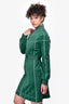 Valentino Green/White Top Stitch Zip-Up Dress Size 2