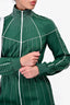 Valentino Green/White Top Stitch Zip-Up Dress Size 2