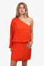 Elizabeth & James Orange Silk One Shoulder Dress Size 4