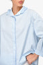 Akris Blue Pleated Collar Button-Up Shirt Size 8