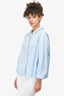 Akris Blue Pleated Collar Button-Up Shirt Size 8