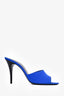 Saint Laurent Electric Blue Silk/Leather 'LA 16' Peep Toe Heels Size 39