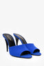 Saint Laurent Electric Blue Silk/Leather 'LA 16' Peep Toe Heels Size 39