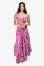 Rococo Sand Pink & Purple Floral 'Lei' Bandeau Top + Long Skirt Set Size M