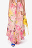 Rococo Sand Pink/Yellow Floral Button Tie-Front 'Leona' Midi Skirt Size S