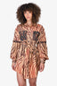 Rococo Sand Brown/Black Tiger Striped Tie-Waist 'Aine' Shirt Dress Size S