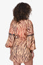 Rococo Sand Brown/Black Tiger Striped Tie-Waist 'Aine' Shirt Dress Size S