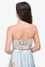 Rococo Sand Blue & White Striped & Tropical Print Tiered Maxi 'Lily' Skirt + Bandeau Top Set Size S