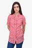 Burberry Pink Lace Overlay Button-Down Top Size 40