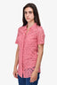 Burberry Pink Lace Overlay Button-Down Top Size 40