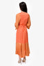 Rodebjer Orange Printed Wrap Midi Dress Size XS