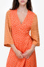 Rodebjer Orange Printed Wrap Midi Dress Size XS