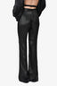 L'Agence Black Metallic High Waisted Sheer Trousers Size 2